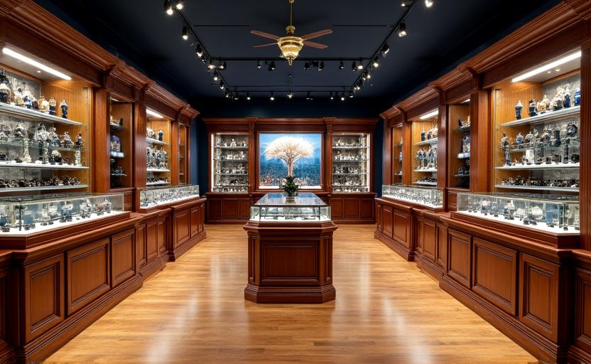 Elegantly wooded flagship store interior